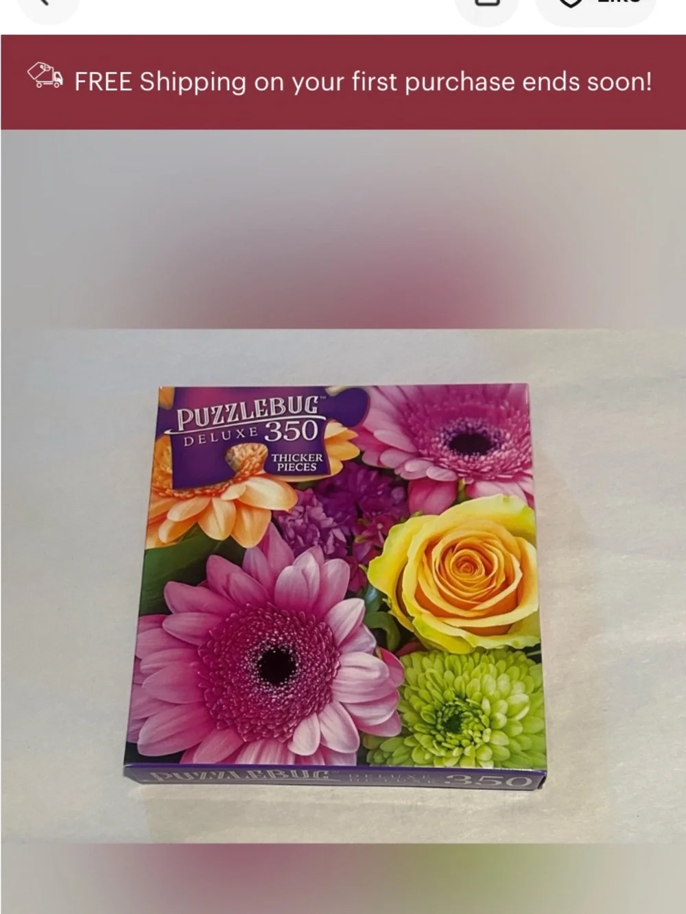 PuzzleBug Deluxe 350-Piece Jigsaw Puzzle - Bright Floral (Pink, Yellow, Green)